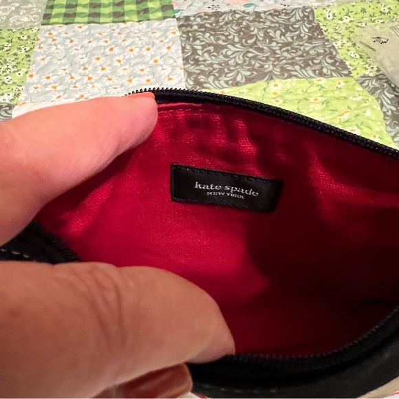 Kate Spade Black and Tan Makeup Pouch with Red Interior - Picture 2 of 5